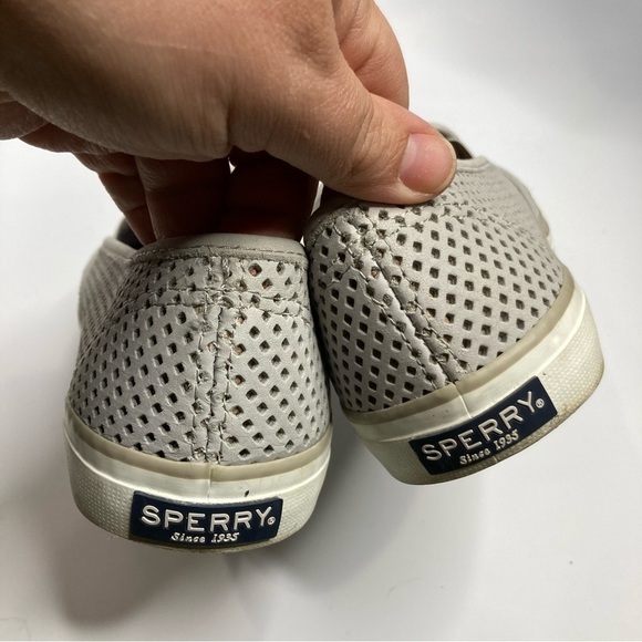 Sperry perforated leather loafers slip on shoes gray size 9 - Picture 5 of 7
